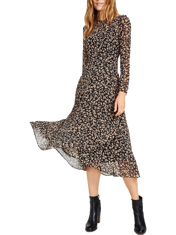 ladies-midi-dress-velvet-vibe-Womens Crossover-Hem Calf Midi Dress