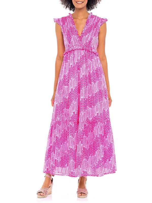 Women's maxi dress lilac drift -Constance Womens Cotton Printed Maxi Dress