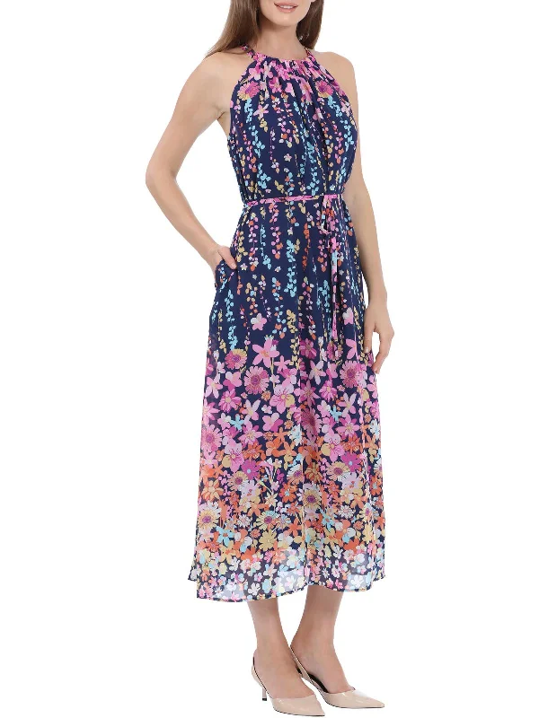 Women's maxi dress morn sweep -Womens Floral Maxi Halter Dress