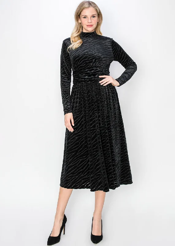 ladies-midi-dress-timeless-tide-Black Velvet Midi Dress