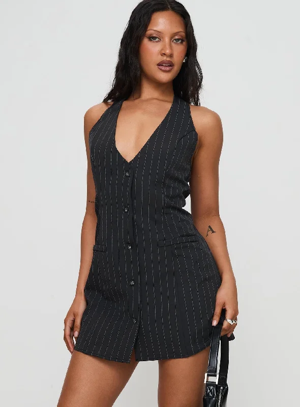 ladies-mini-dress-tassel-tweak-Fenny Mini Dress Pinstripe