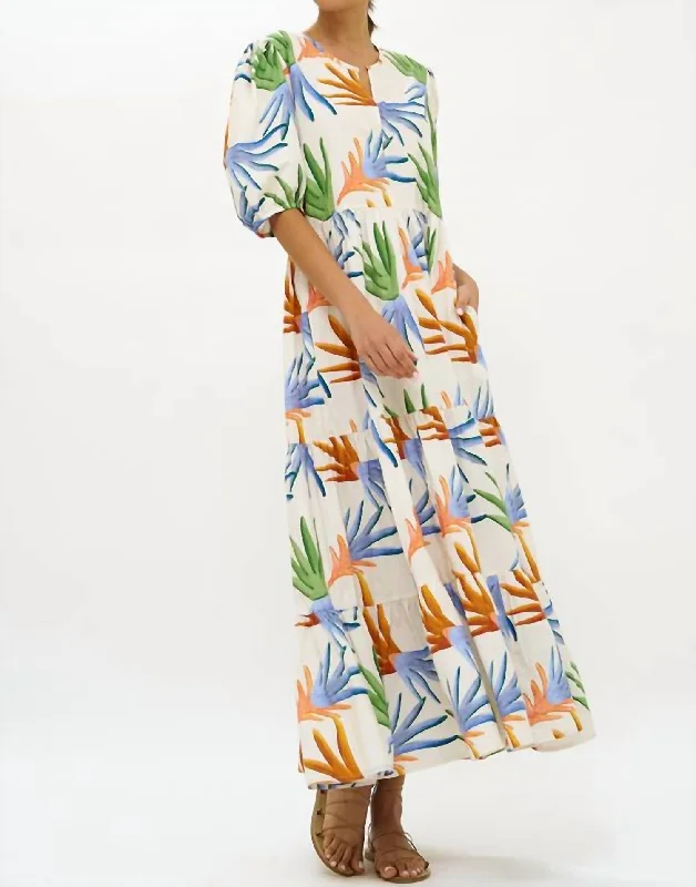 Women's maxi dress love ripple -Puff Sleeve Maxi Dress In Floral