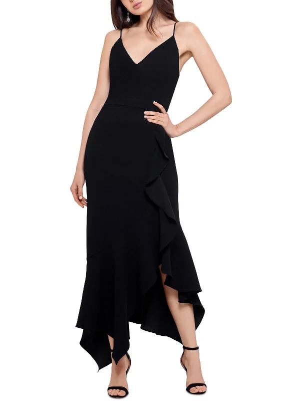 ladies-midi-dress-spring-sprout-Womens Crepe Ruffled Midi Dress