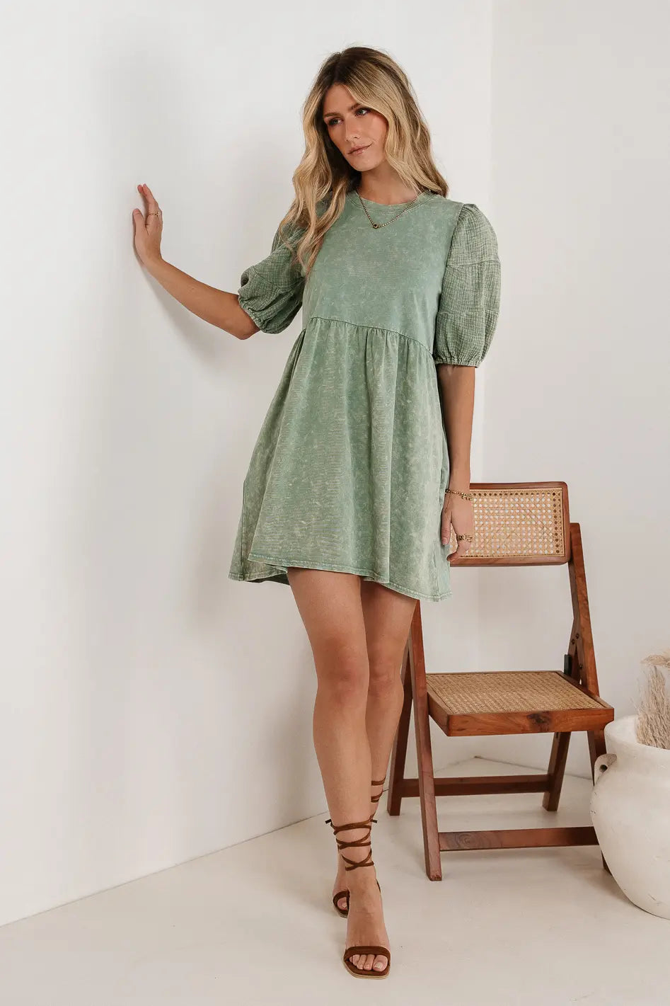 ladies-mini-dress-bright-bang-Andra Mini Dress in Sage