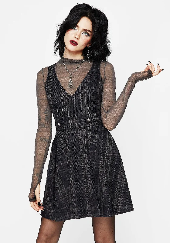 ladies-mini-dress-cut-out-craze-Reckless Check Mini Pinafore Dress