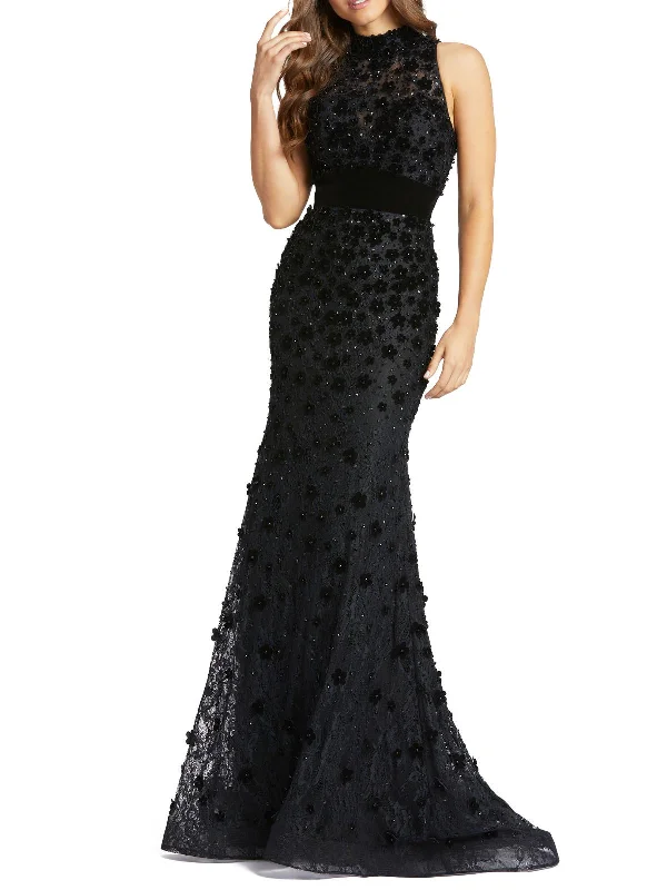 Women's maxi dress luxe flow -Womens Lace Maxi Evening Dress