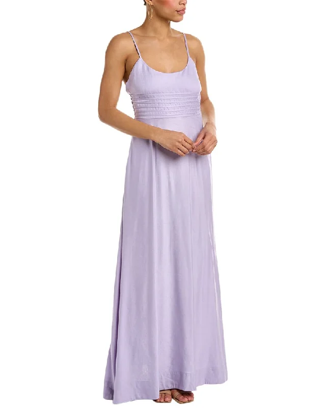 Women's maxi dress midi sweep -SIMKHAI Prudence Linen-Blend Maxi Dress