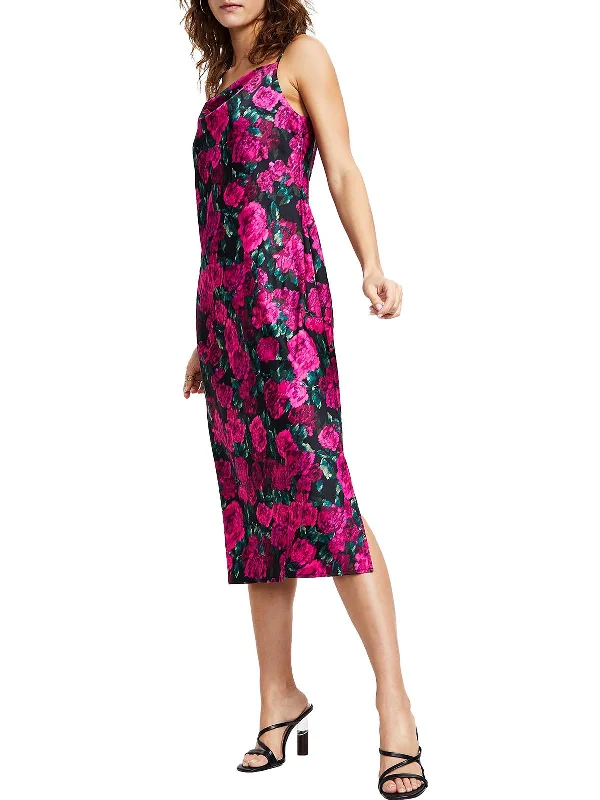 ladies-midi-dress-solid-serenity-Womens Floral Midi Slip Dress