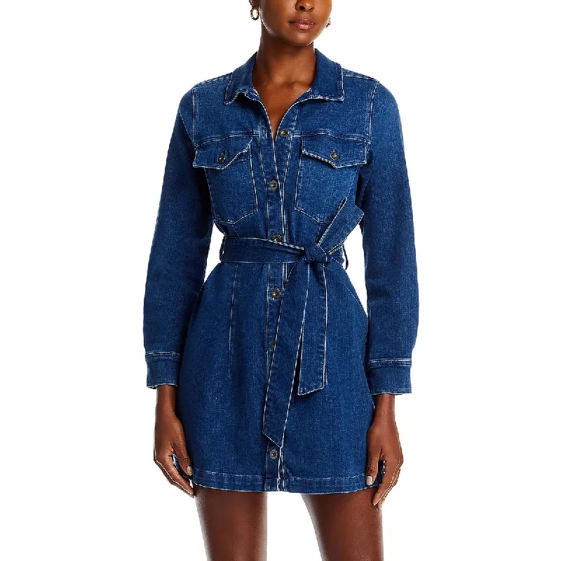 ladies-shirt-dress-trendy-fit-Kennady Womens Denim Mini Shirtdress