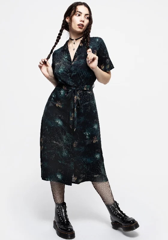 ladies-midi-dress-claret-cascade-Blackthorn Midi Shirt Dress