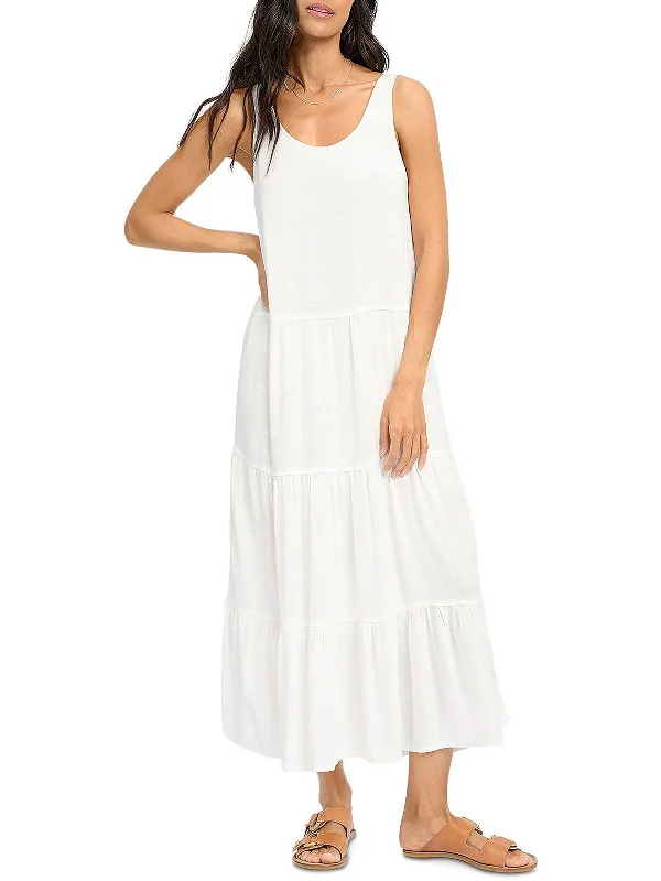 ladies-midi-dress-holiday-harmony-Womens Tiered Calf Midi Dress