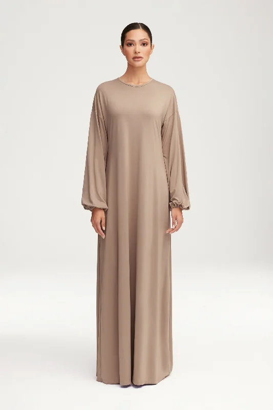 Women's maxi dress crisp flow -Afiyah Jersey Maxi Dress - Taupe