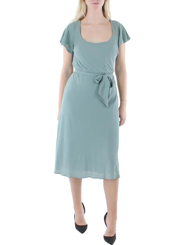 ladies-midi-dress-dance-dream-Womens Belted Calf Midi Dress