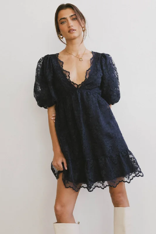 ladies-mini-dress-limited-lift-Tiana Embroidered Mini Dress in Navy