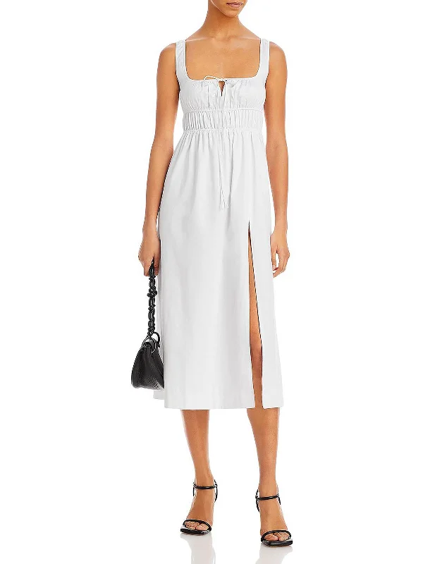 ladies-midi-dress-sweetheart-sway-Womens Side Slit Calf Midi Dress