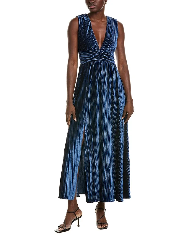 Women's maxi dress bud sweep -Rachel Parcell Pleated Velvet Maxi Dress