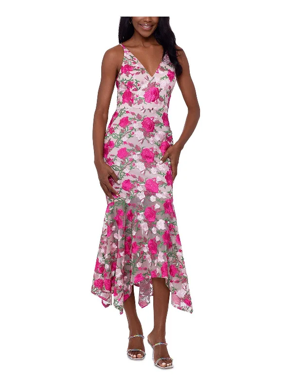 ladies-midi-dress-high-waist-harmony-Womens Embroidered Floral Midi Dress