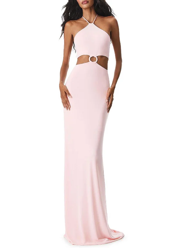 Women's maxi dress kin sweep -Womens Cutout Maxi Evening Dress