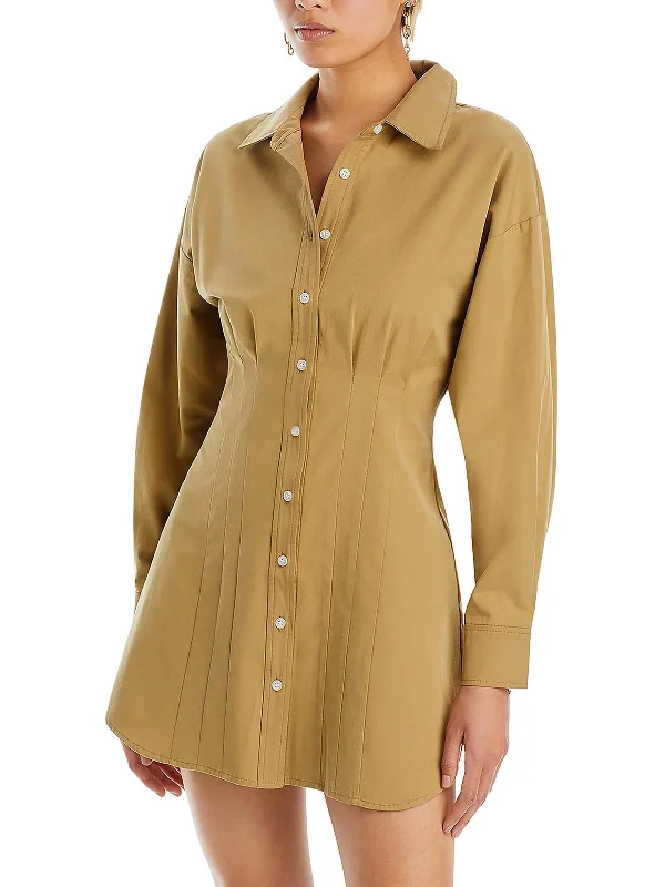 ladies-shirt-dress-daytime-dressy-Womens Cotton Button Down Shirtdress