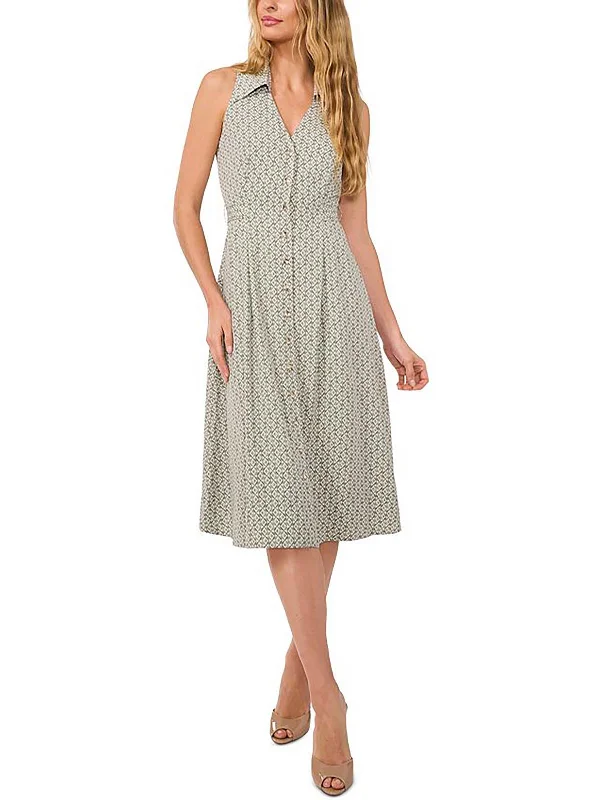 ladies-shirt-dress-pearl-gleam-Womens Knee-Length Printed Shirtdress