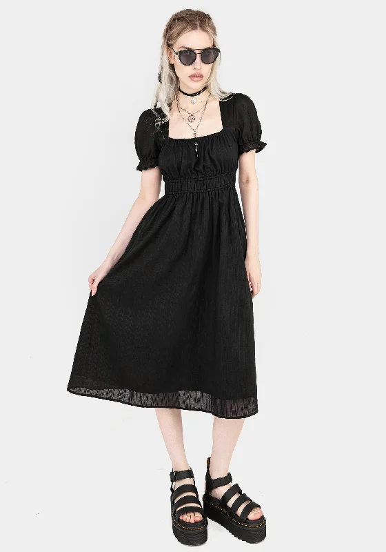 ladies-midi-dress-sophisticated-sweep-Obsidian Cotton Smock Midi Dress