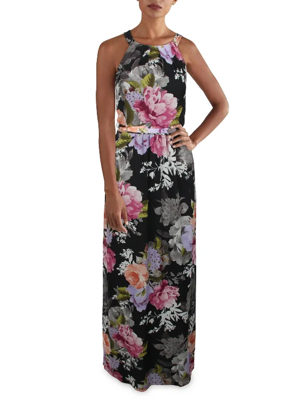 Women's maxi dress town ripple -Womens Belted Maxi Evening Dress