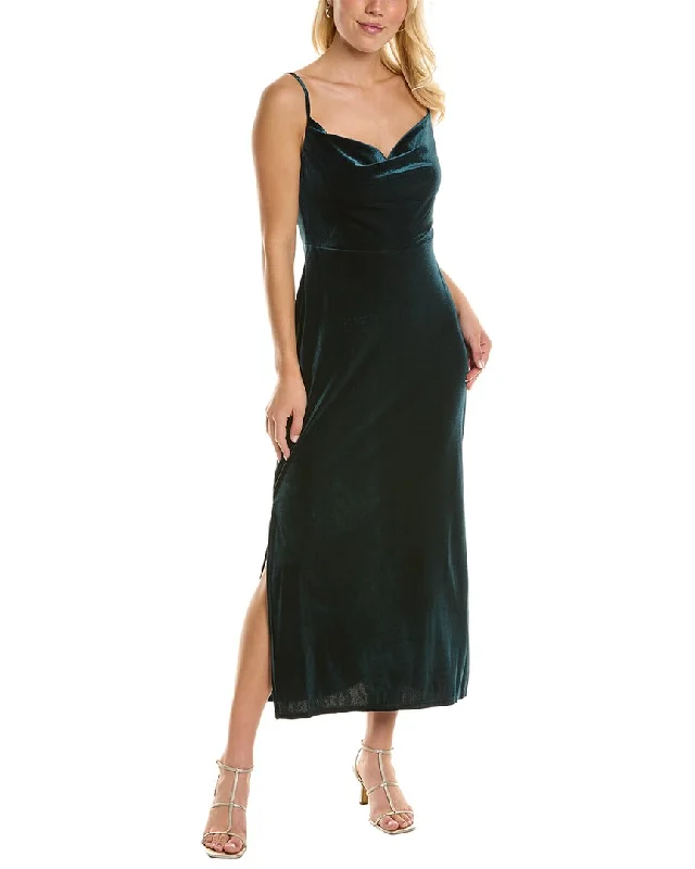 Women's maxi dress frill drift -Taylor Stretch Velvet Maxi Dress