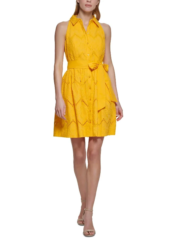 ladies-mini-dress-lemon-lift-Womens Collared Mini Shirtdress