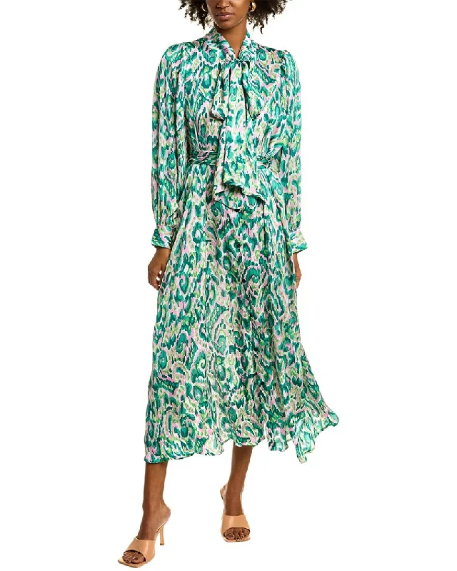 Women's maxi dress green flow -Beulah Scarf Neck Maxi Dress