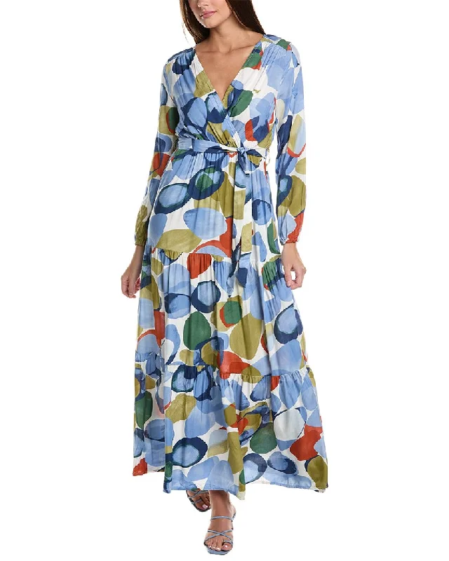 Women's maxi dress flex flow -ANNA KAY Patches Silk-Blend Maxi Dress