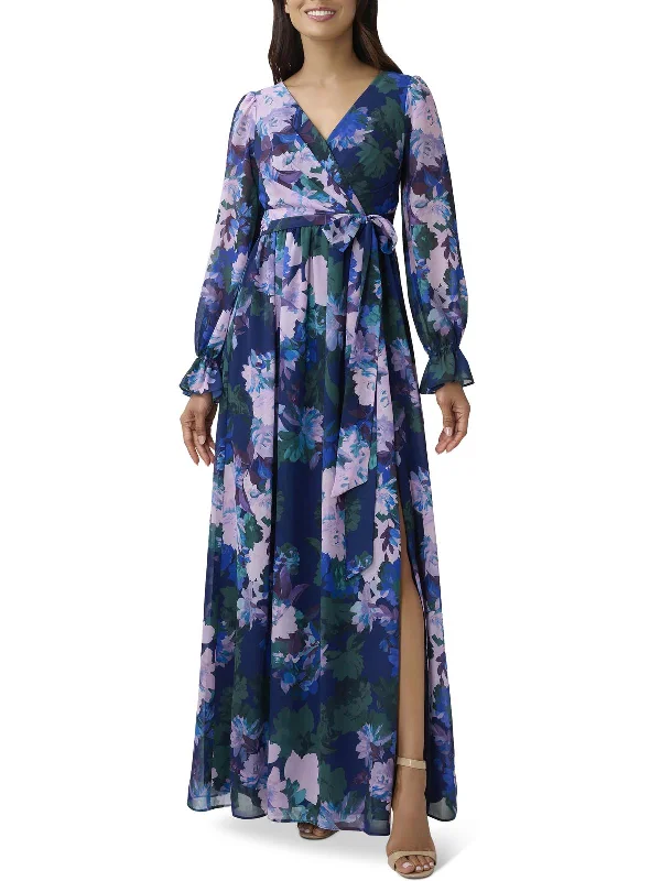 Women's maxi dress dusk sweep -Womens Floral Maxi Wrap Dress