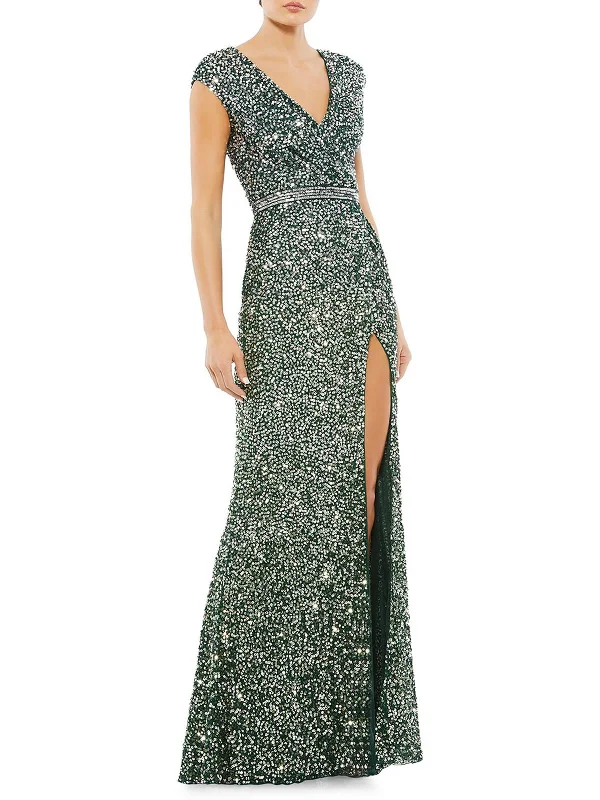 Women's maxi dress calm flow -Womens Sequined Maxi Evening Dress