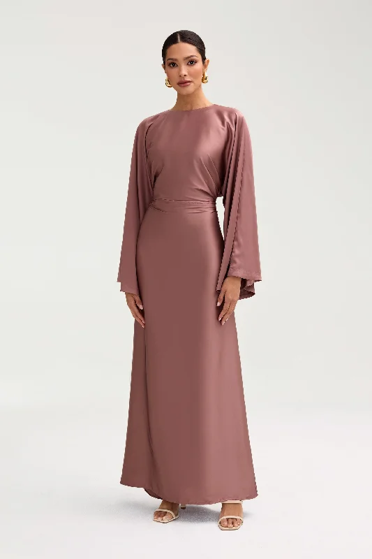 Women's maxi dress pale drift -Batool Satin Maxi Dress - Dusky Mauve