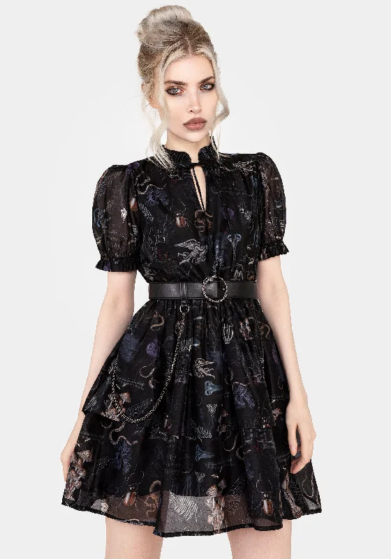 ladies-mini-dress-soft-spark-Maudeline Victoriana Print Layered Organza Mini Dress