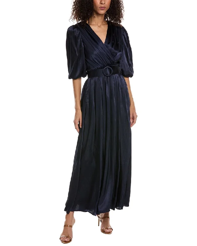 Women's maxi dress flare sweep -Taylor Satin Crinkle Crepe Maxi Dress