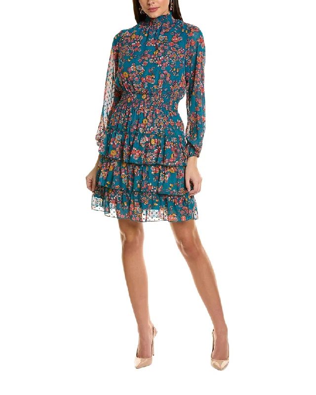 ladies-mini-dress-smocked-sway-Nanette Nanette Lepore Clipped Dot Mini Dress