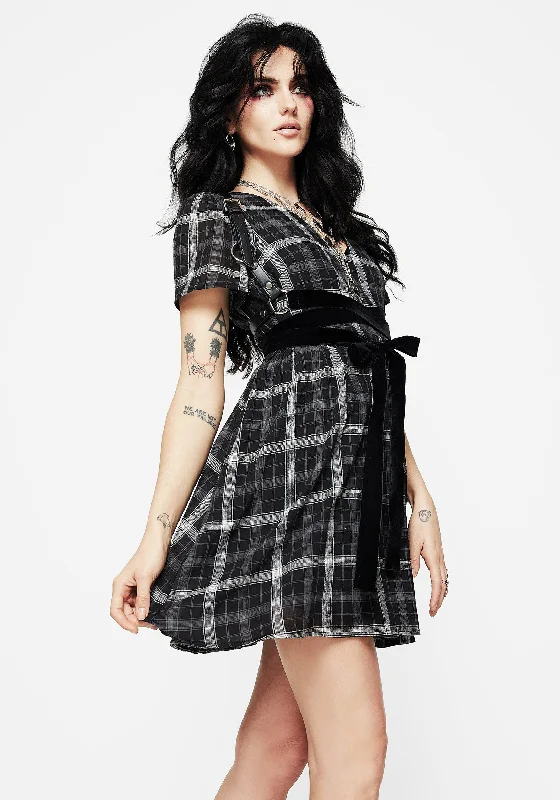 ladies-mini-dress-shopping-spark-Dilemma Check Mini Smock Dress