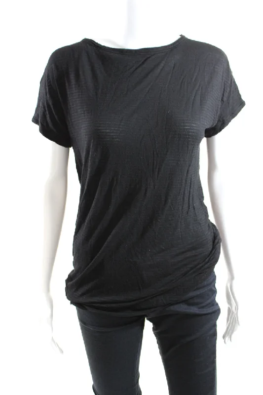 ladies-shirt-dress-lace-trim-T Alexander Wang Womens Striped Print Short Sleeve T-Shirt Dress Black