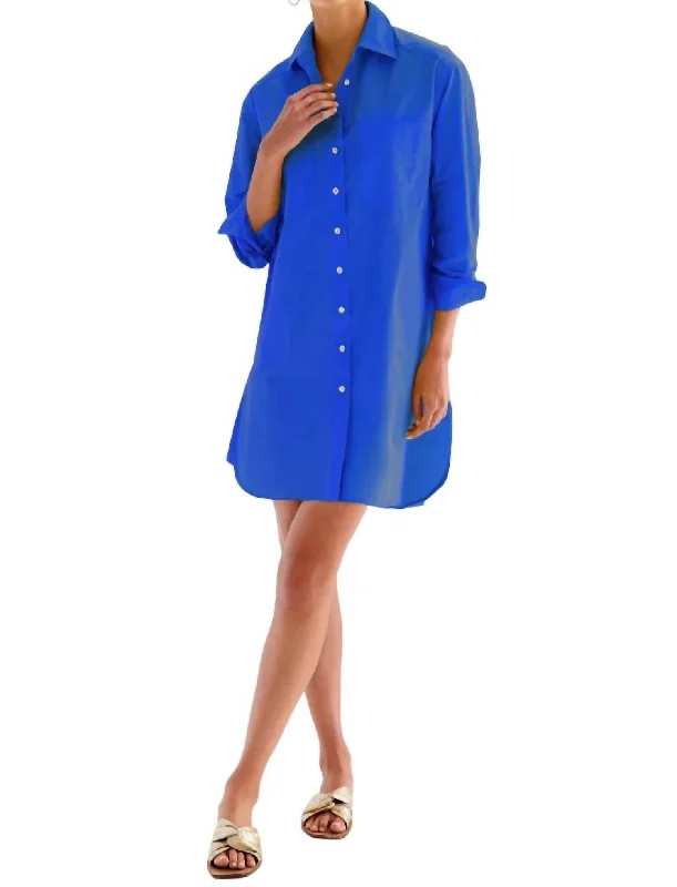 ladies-shirt-dress-coffee-date-Nash Shirtdress In Royal Blue