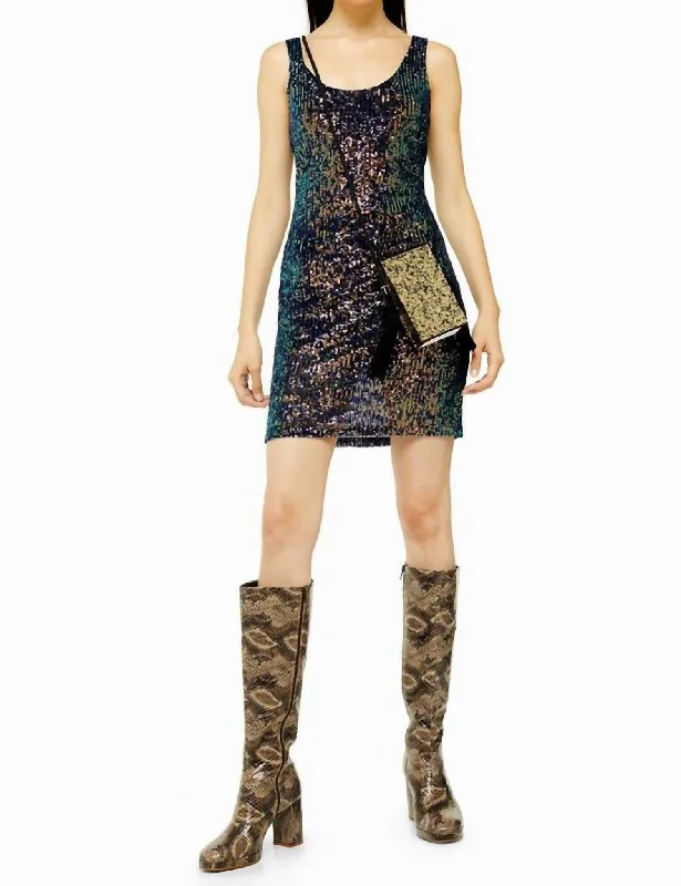 Women's bodycon dress winter -Mermaid Sequin Mini Bodycon Dress In Multicolor