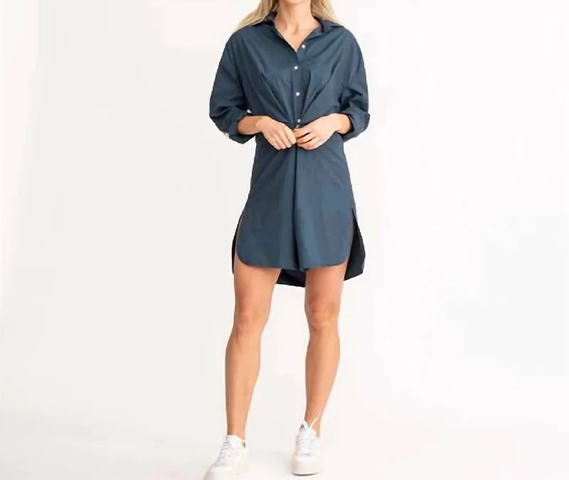 ladies-shirt-dress-tiered-design-Lilli Shirt Dress In Midnight