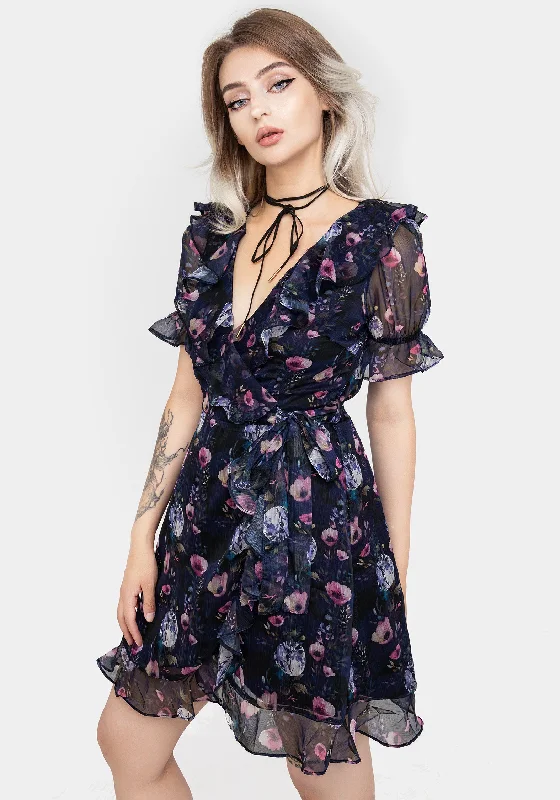 ladies-mini-dress-weekend-whiz-Socordia Floral Moon Chiffon Frill Wrap Mini Dress