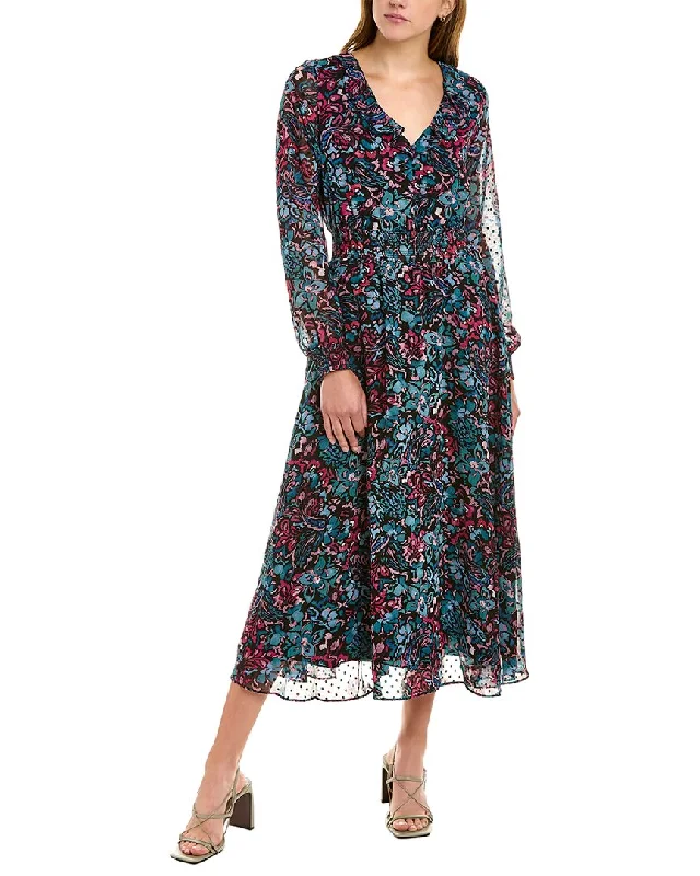 Women's maxi dress wave flow -Nanette by Nanette Lepore Swiss Dot Maxi Dress