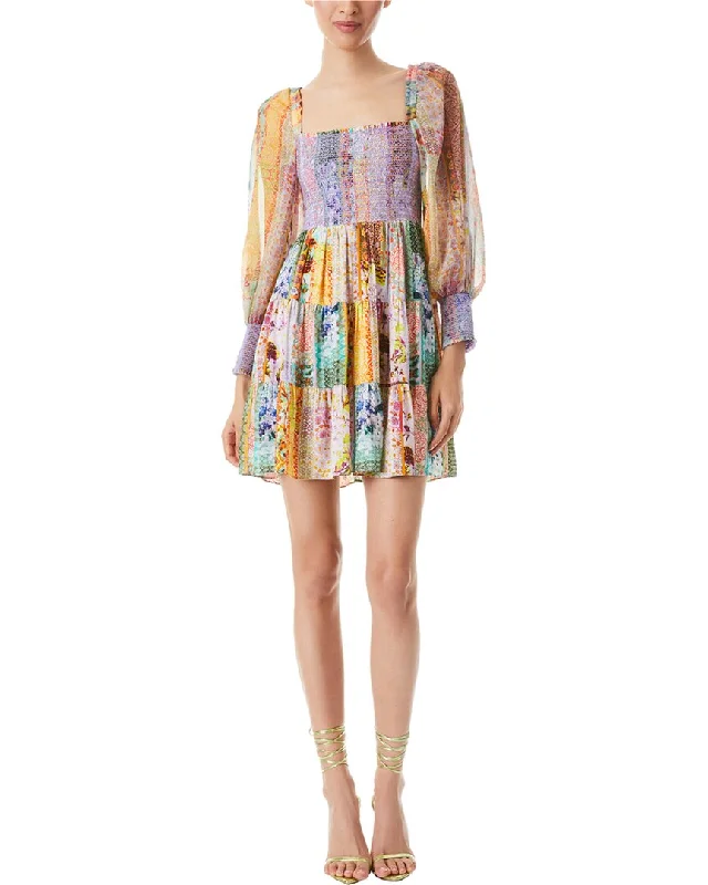 ladies-mini-dress-tiered-tingle-alice + olivia Rowen Tiered Mini Dress