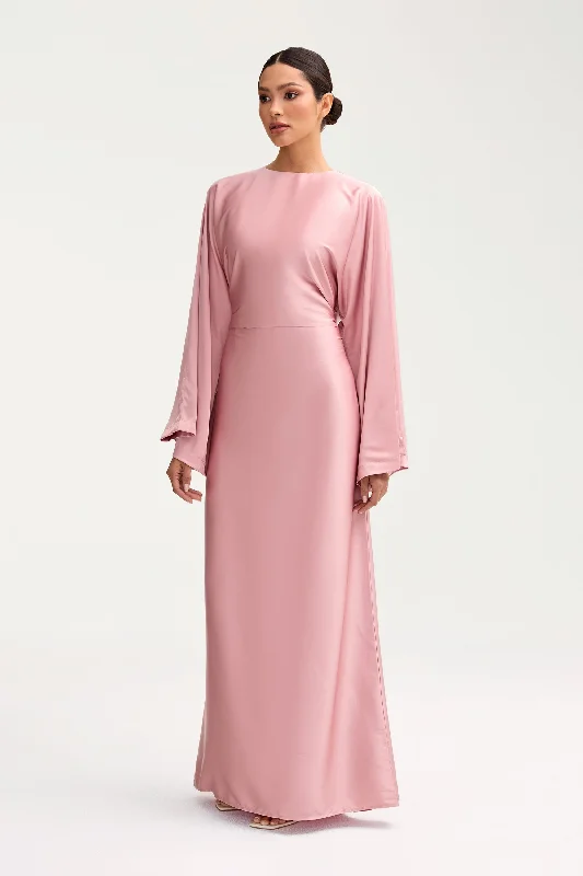 Women's maxi dress soft glow -Batool Satin Maxi Dress - Pink Chai