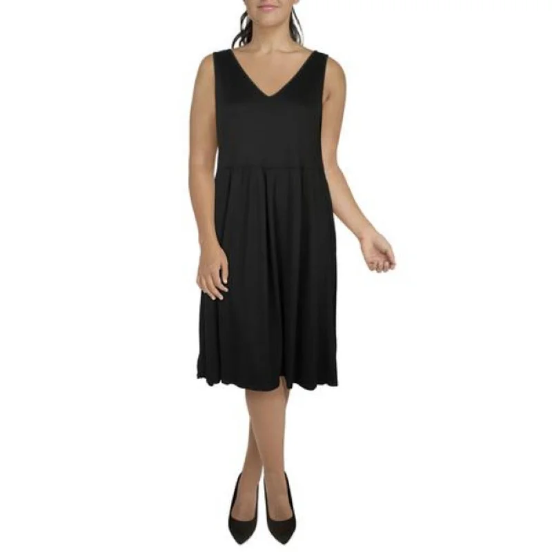 ladies-shirt-dress-sophisticated-Womens T-Shirt Dress Side Pockets Fit & Flare Dress