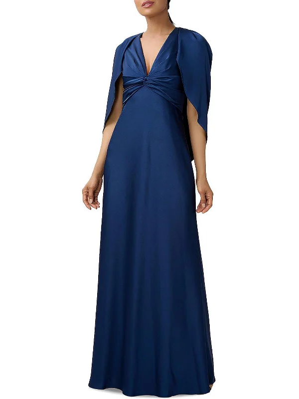 Women's maxi dress web ripple -Womens Cape Sleeve Maxi Evening Dress