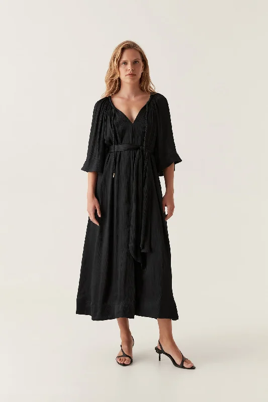 ladies-midi-dress-buttoned-breeze-Seraphina Silk Midi Dress