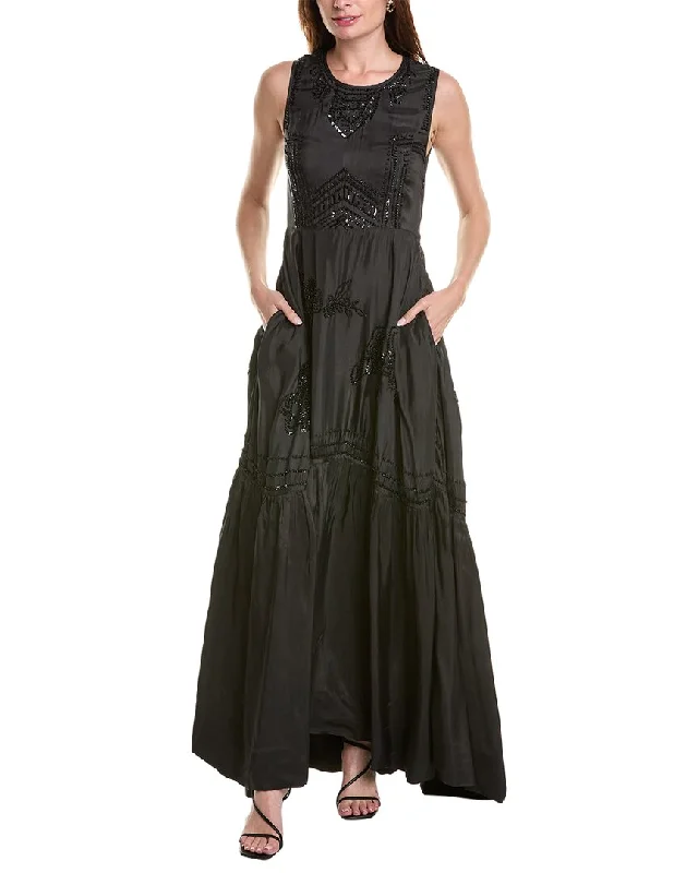 Women's maxi dress mini drift -Johnny Was Rose Noir Maxi Dress