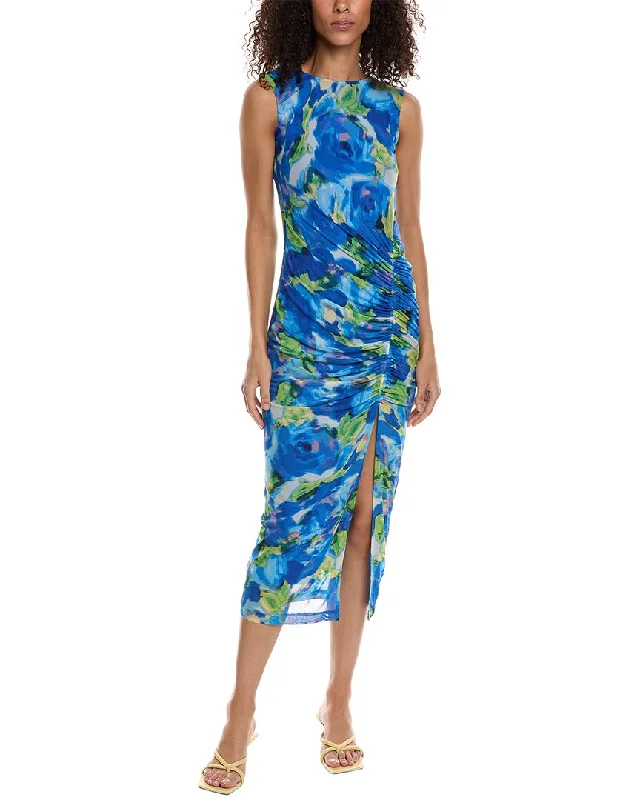 Women's maxi dress green flow -Taylor Printed Mesh Maxi Dress